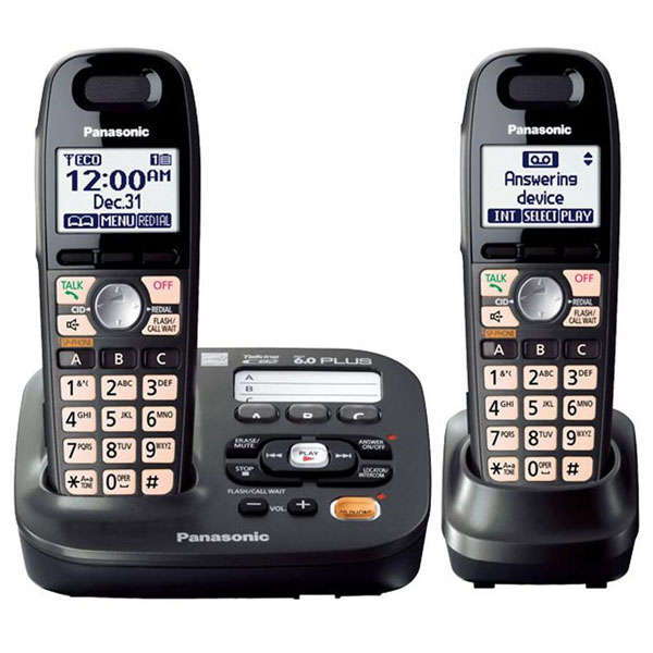 Panasonic KX-TG6592T DECT 6.0 2 Cordless Handsets - Titanium Black